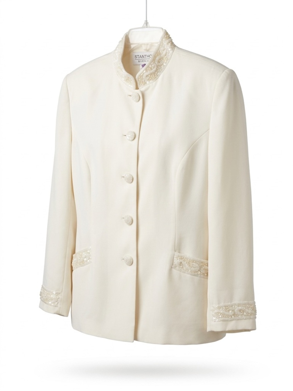 St. Anthony Evening Ivory Embellished Mandarin Jacket